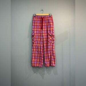 Women’s Pink Old Navy Plaid Flannel Cargo Bottoms Size S VGUC